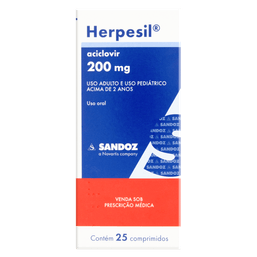 HERPESIL 200MG 25 CPRS  -HEX