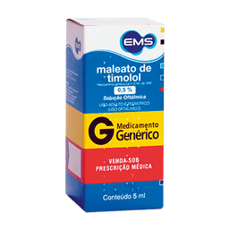 Maleato de Timolol Colírio 0,5% Genérico EMS 5ml
