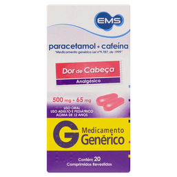 PARACETAMOL+CAFEINA 500+65MG 20 CPRS - EMS (G)