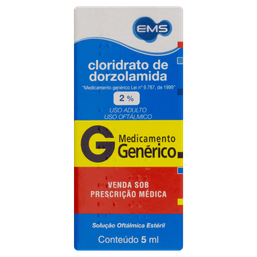 Cloridrato de Dorzolamida 2% Genérico EMS 5ml Solução Oftálmica