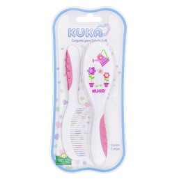 KUKA CONJ ESCOVA E PENTE ROSA - 7258