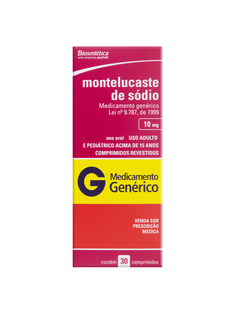 Montelucaste de Sódio Biosintética - Aché 10mg, caixa com 30