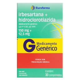 IRBESARTANA + HIDRO 150/12,5MG 30 CPRS -EUR(G)