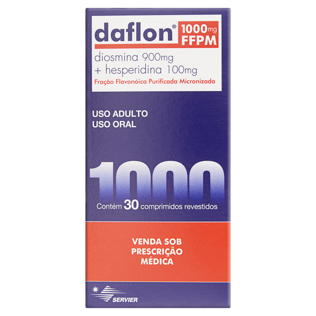 Daflon 900mg + 100mg, caixa com 30 comprimidos revestidos P7898029551848 -  Daflon 900Mg + 100Mg Com 30 Comprimidos Servier - SERVIER