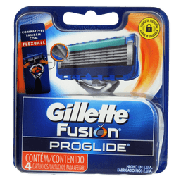CARGA GILLETTE FUSION PROGLIDE REG C/4 UNDS @
