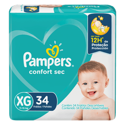 Fralda Pampers Confort Sec Mega Xg C/34 @