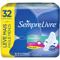 Absorvente S Livre Fit Suave C/Abas C/32 Lv+ Pg Menos