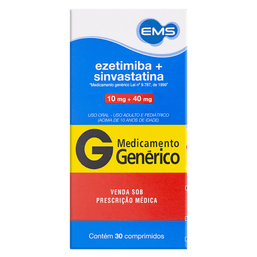 EZETIMIBA + SINVASTATINA 10/40MG 30 CPRS -EMS (G)