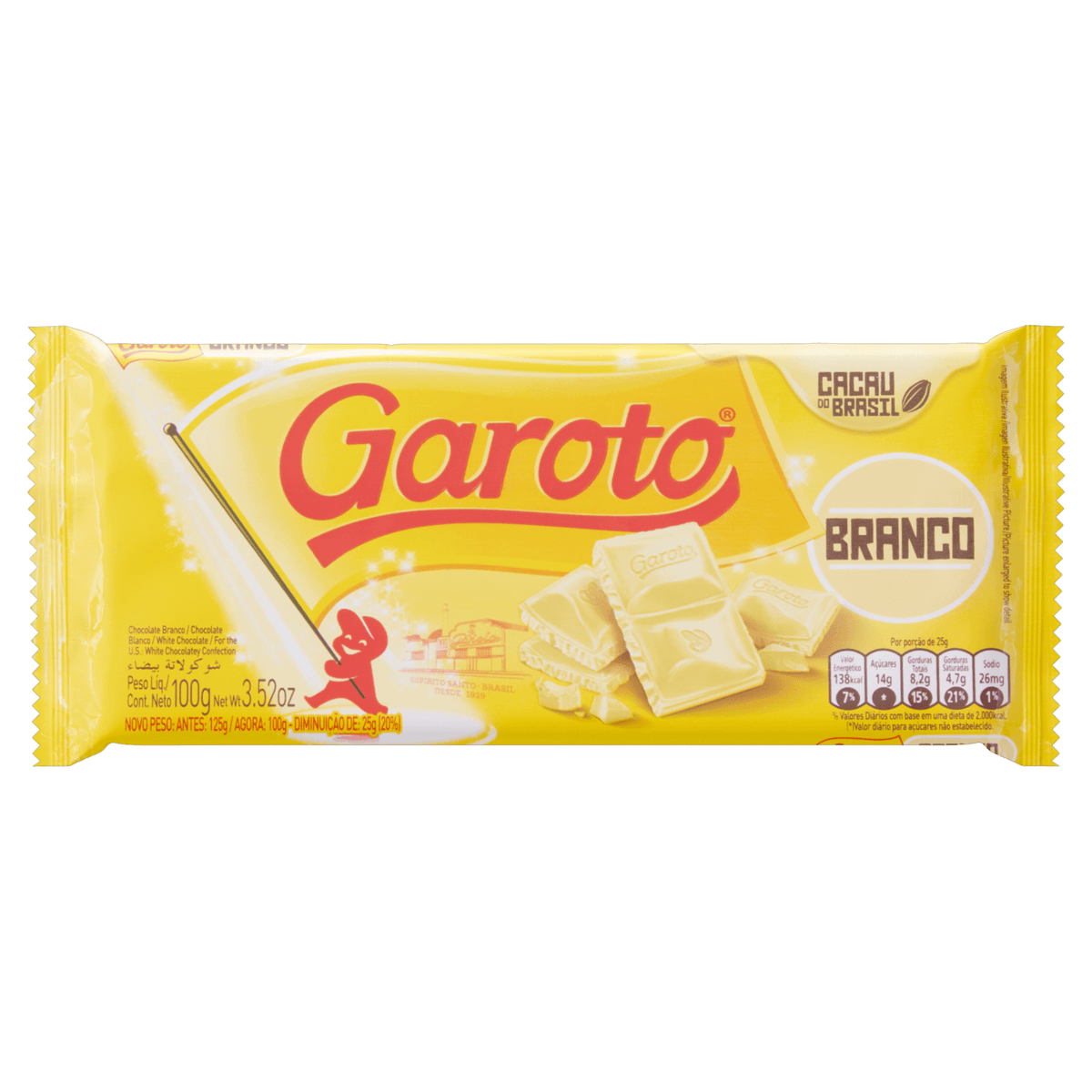 CHOCOLATE GAROTO CHOC BRANCO TAB 100G