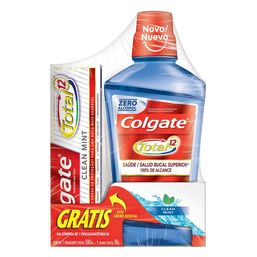 Kit Enxag Bucal Colgate Total 12 Clean Mint 500Ml+Cr Dental 90G