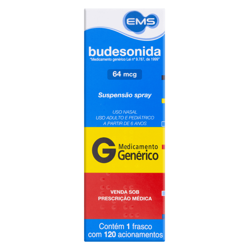 Budesonida 64mcg Genérico Ems 120 Doses Spray Nasal