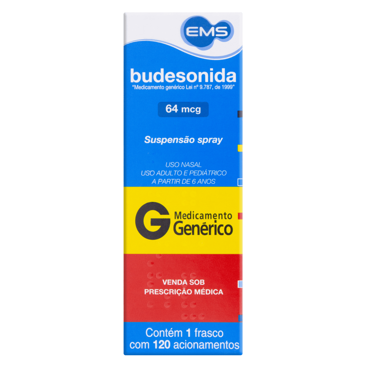 Budesonida 64mcg Genérico Ems 120 Doses Spray Nasal