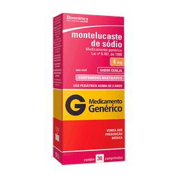 MONTELUCASTE SODICO 4MG 30 CPRS - BIO(G)
