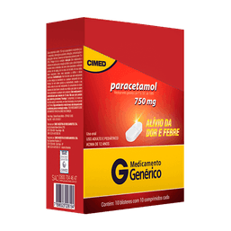PARACETAMOL 750MG 10 CPRS - CIMED(G)