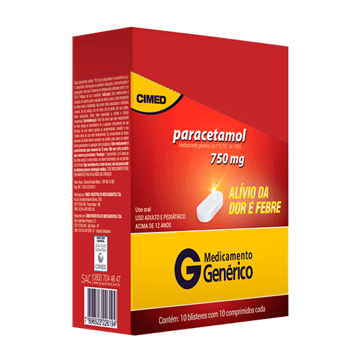 PARACETAMOL 750MG 10 CPRS CIMED(G)