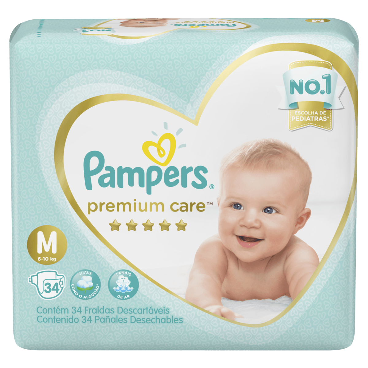 Fralda Pampers Premium Care Mega M 34 Fr