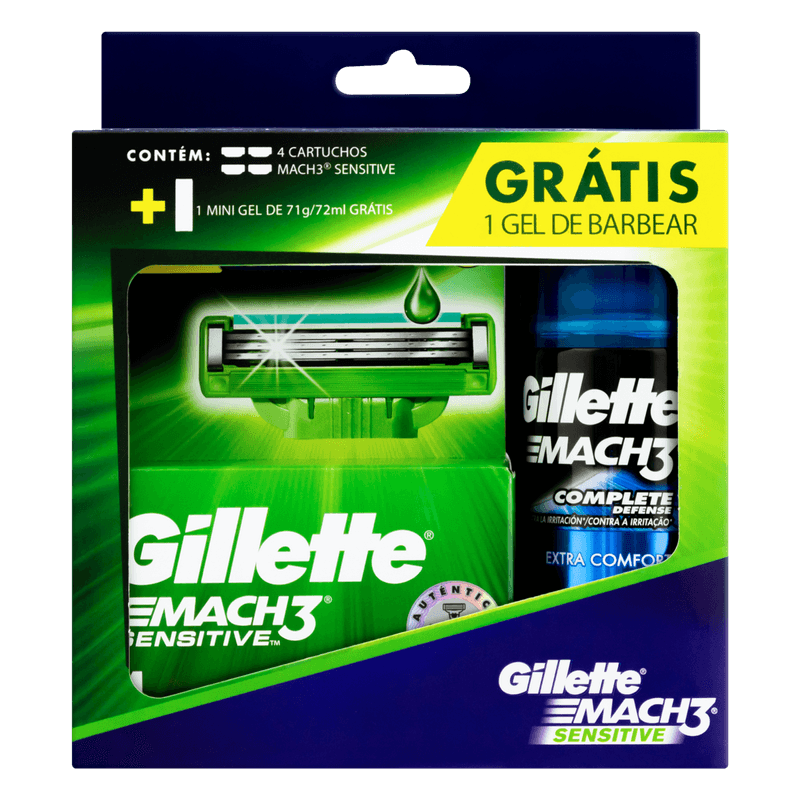 CARGA GILLETTE MACH 3 SENSITIVE C/4+GRTS MINI GEL@