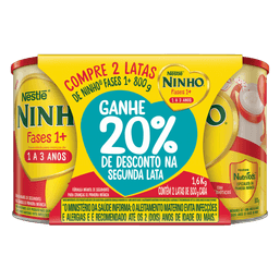 LEITE NINHO 1+ 800G + 20% DESC NA 2º UN