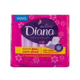 Absorvente Diana  Active Suave C/Abas C/8 @
