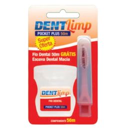 Dentlimp Fio 50Mt + Escova Viagem Macia Grts