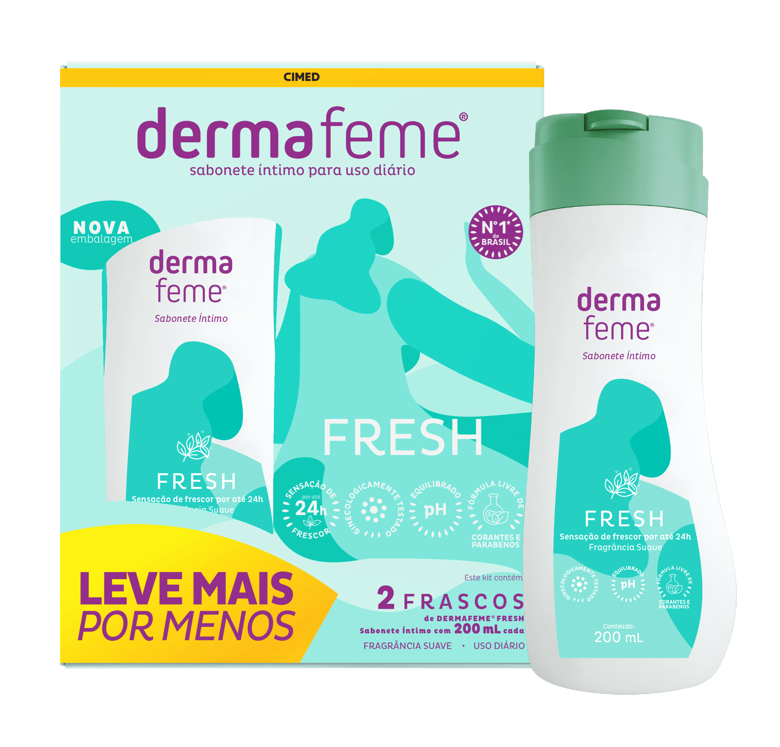 Kit Sabonete Íntimo Derma Feme Cimed 2 Frascos de 200ml