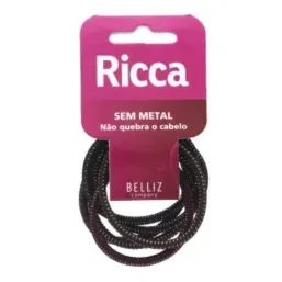Ricca Elastico P/ Cabelo S/ Metal Brilho 4MM
