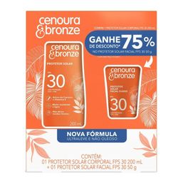 KIT PROT SOLAR CENOURA BRONZE FPS30 200ML+FACIAL FPS30 50G