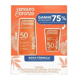 Kit Cenoura e Bronze Prot Solar Corporal FPS50 200ml + Facial FPS50 50g