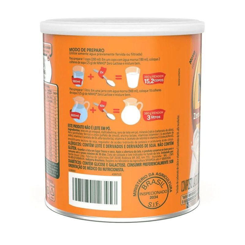 Composto Lacteo Ninho Zero Lactose 700G 2