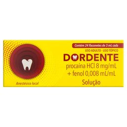 Dordente Anestésico Local caixa com 24 Flaconetes de 3ml