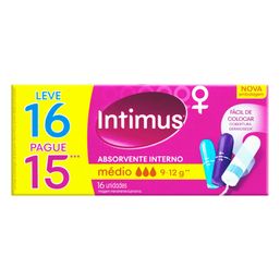 Intimus Absorvente  Interno Médio Leve 16 Pague 15