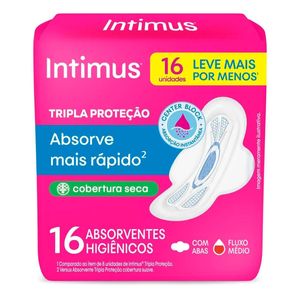 Intimus Absorvente Tripla Proteção Cobertura Seca com Abas Leve 16 Pague 14