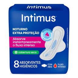 Intimus Absorvente Noturno Cobertura Seca Com Abas 8 Unidades
