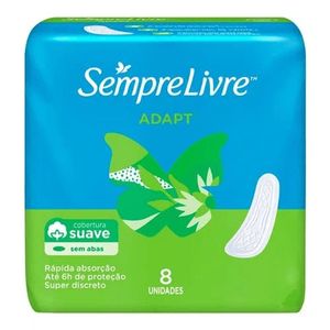 Absorvente Sempre Livre Adapt Cobertura Suave Sem Abas 8 unidades
