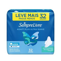 Absorvente Sempre Livre Adapt Plus Cobertura Suave com Abas 32 unidades