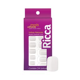 Unha Postiça Ricca Naturais Quadrada Curta 1336 - 24 Unhas