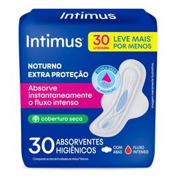 Intimus Absorvente Noturno Cobertura Seca com Abas 30 unidades