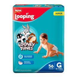 Fralda Baby Looney Tunes Hiper G 56 Unidades
