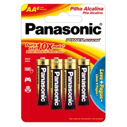 Pilha Alcalina AA Panasonic 1,5V Leve 6 Pague 4