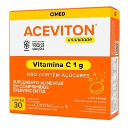 Vitamina C Efervescente Aceviton 1g Laranja 30 comprimidos