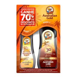 Kit Australian Gold Protetor Solar Corporal FPS 30 com 237ml + Bronzeador Dark Tanning Clear com 125ml