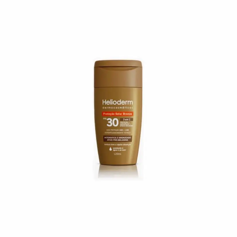 Encontraproduto.com.br - Protetor Solar Helioderm Dermocosmeticos 120ml Fps30 3em1 Bronze