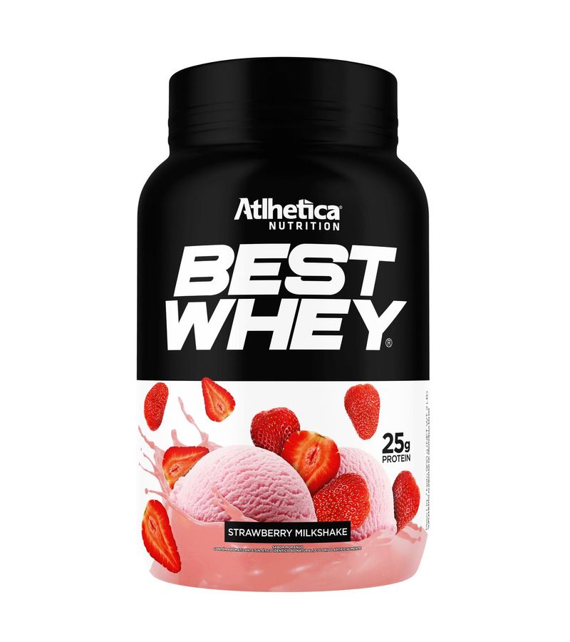 Best Whey Atlhetica Nutrition Milk Shake Morango 900g 0