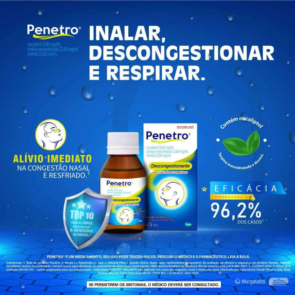 Penetro Inalante 45ml Daudt | Alívio Congestão Nasal
